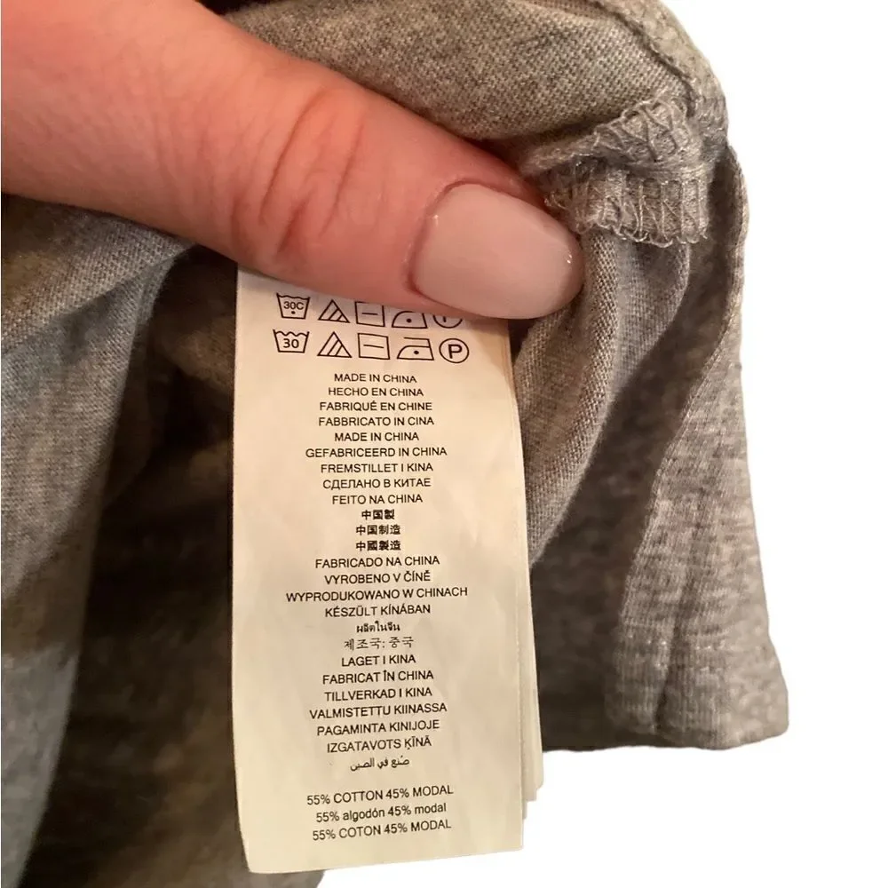 Michael Kors Solid Lace Up Short Sleeve Gray Shirt Size Small